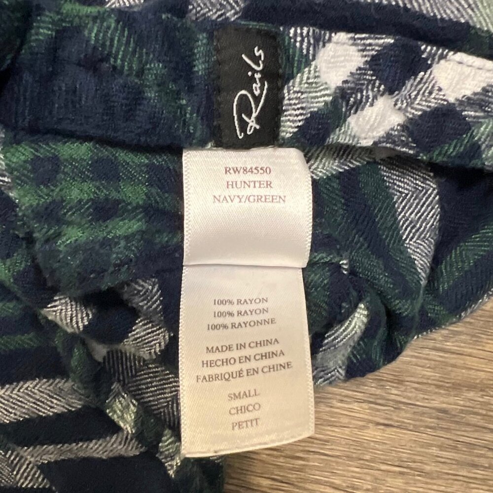Rails Hunter Navy Green Plaid Button Up Flannel B… - image 6